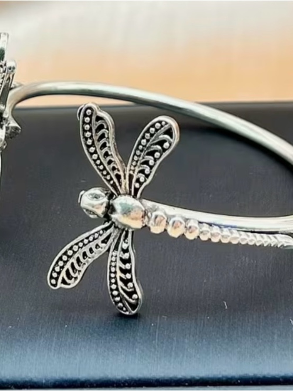 Silver Dragonfly Accent Bangle Bracelet - Women's Jewelry NWOT